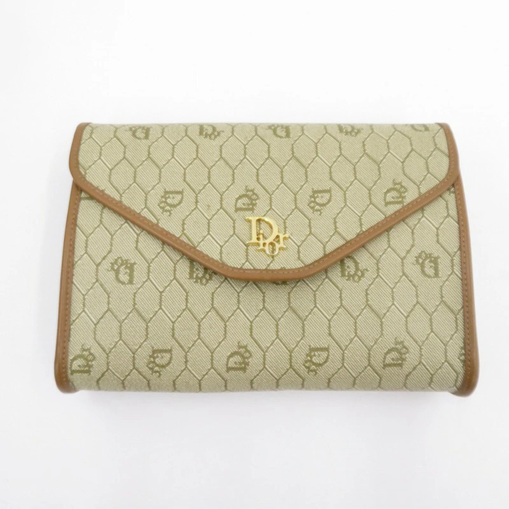 Christian Dior Honeycomb Chain Shoulder Bag Beige Cream